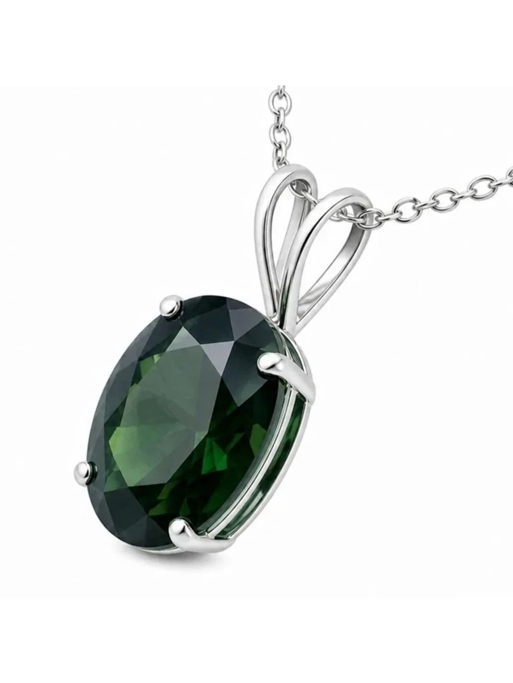 Genuine 2.95 Cts Tsavorite Pendant Solid 14k White Gold
